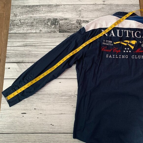 Vintage 90s Y2K Nautica Embroidered Sailing Club Casual Button Down Shirt - Picture 13 of 13